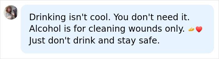 A social media comment advising against drinking, relating to the risk of sepsis symptoms often dismissed as a bad hangover.