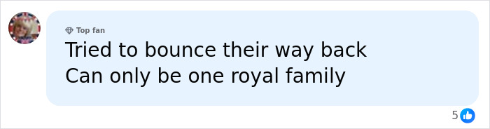 A social media comment discussing the return of Prince Harry and Meghan Markle to the UK.