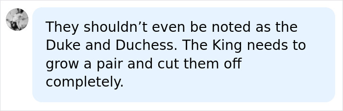 A social media comment advocating for King Charles to sever ties with Prince Harry and Meghan Markle.