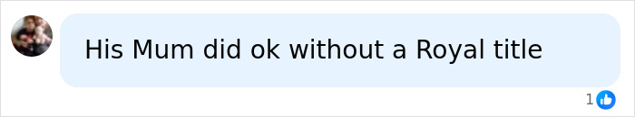 A social media comment referencing a Royal title, relevant to Prince Harry and Meghan Markle.