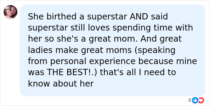 A social media comment praising Zendaya's mom as a great mother, highlighting her role in raising a superstar. A social media comment praising Zendaya's mom as a great mother, highlighting her role in raising a superstar.
