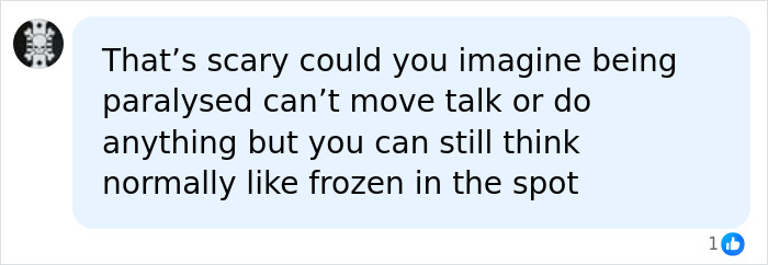 Screenshot of a text message discussing the scary reality of being paralyzed and conscious, like Emily Willis locked-in state.