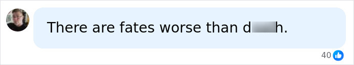 Screenshot of a text message: There are fates worse than d**h, a comment on the paralyzed actress Emily Willis's locked-in state.