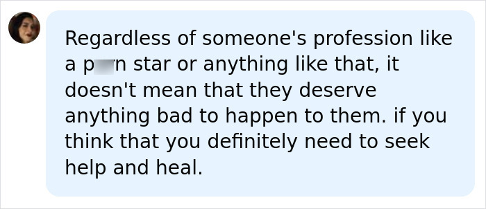 A social media comment advocating compassion for Emily Willis's paralyzed, locked-in state, regardless of her profession.