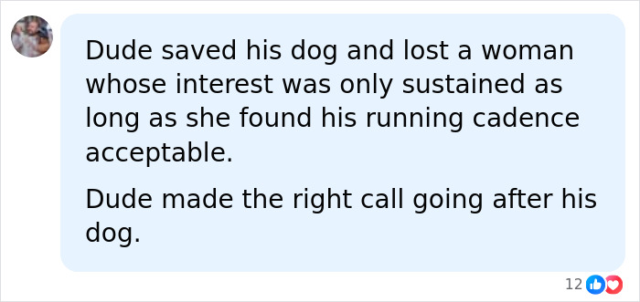 A comment criticizing Isla Fisher's shallow dating preferences and supporting the man who chased his dog.