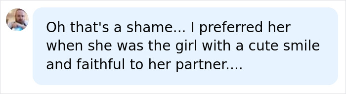 A comment expressing disappointment about Red Bikini Girl's adult platform venture, preferring her prior image. A comment expressing disappointment about Red Bikini Girl's adult platform venture, preferring her prior image.