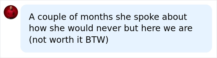 A user comment recalling Red Bikini Girl's previous stance on adult platforms, now changed. A user comment recalling Red Bikini Girl's previous stance on adult platforms, now changed.
