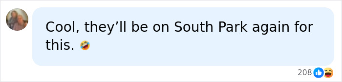 Screenshot of a social media comment: 'Cool, they'll be on South Park again for this.' - reflecting public opinion on King Charles letter. Screenshot of a social media comment: 'Cool, they'll be on South Park again for this.' - reflecting public opinion on King Charles letter.
