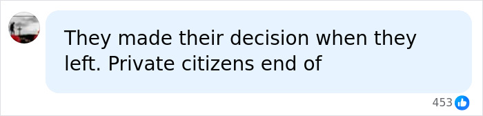 A social media comment on King Charles' letter: They made their decision when they left. Private citizens end of A social media comment on King Charles' letter: They made their decision when they left. Private citizens end of