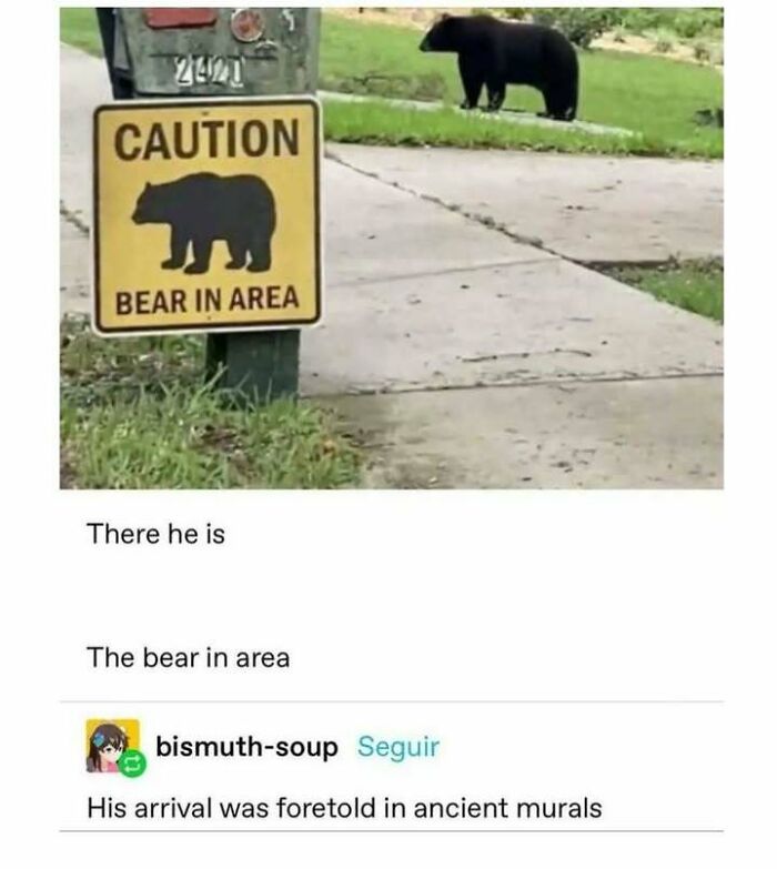 Hilarious memes about a warning sign showing a bear in the area with a real bear in the background