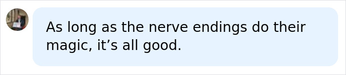 A social media comment emphasizes the importance of nerve endings for breast shape sensation.