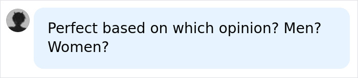 A social media comment asking about the opinion behind the perfect breast shape.