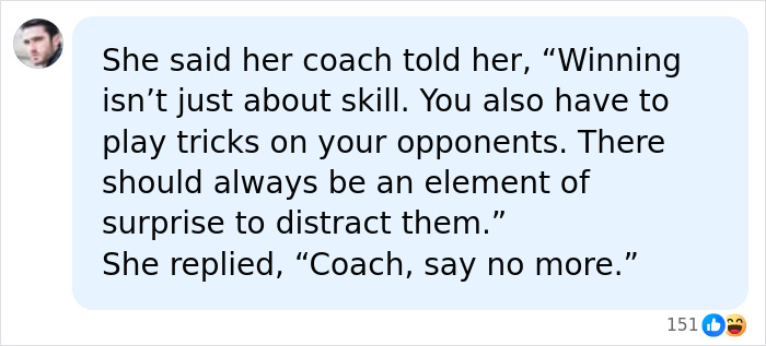 A social media post about a HYROX athlete and consequences for soiling herself during a race. It discusses strategies for winning.