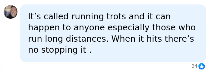 Screenshot of a comment discussing running trots experienced by a HYROX athlete, sparking backlash for soiling herself.
