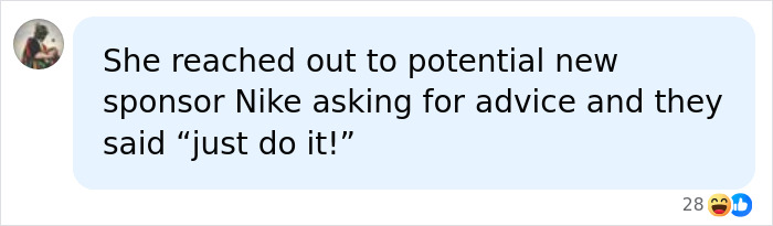 Screenshot of a comment about a HYROX athlete asking Nike for advice, related to the backlash for soiling herself.