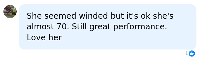 Supportive comment about Madonna's performance despite age Supportive comment about Madonna's performance despite age