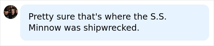 A comment suggests the mysterious blacked-out island is where the S.S. Minnow was shipwrecked.