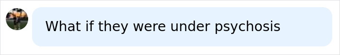 Screenshot of a comment from a social media user saying, 'What if they were under psychosis.'