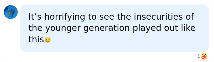 A comment about insecurities of the younger generation, following tragic news of an influencer
