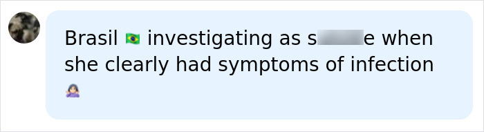 A comment detailing symptoms of infection following the tragic turn of an influencer surgery