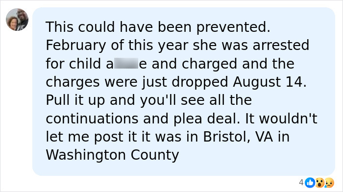 A social media comment detailing past charges against Saylor Hayes parents concerning their 5-year-old.