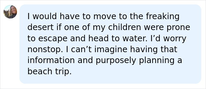 A social media comment about child safety precautions related to Saylor Hayes parents.