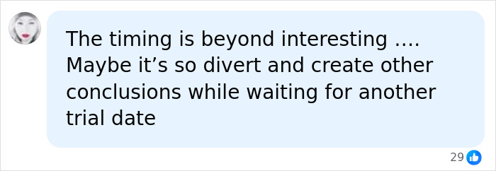 A social media comment questioning the timing of revelations in Patrick Clancy's children's case.