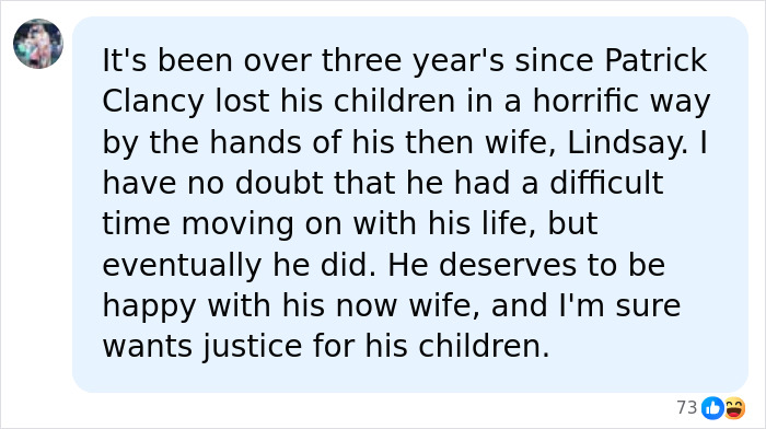 A social media comment about Patrick Clancy, his children, and moving on after the mistrial.
