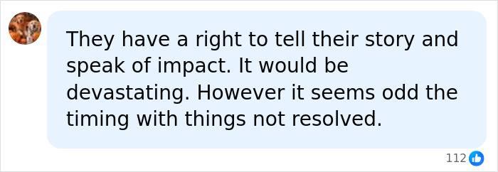 A social media comment discussing Patrick Clancy and his children's story after the mistrial.