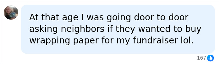 Screenshot of a social media comment about a mom's naive act with her 5-year-old son, discusses childhood fundraising. Screenshot of a social media comment about a mom's naive act with her 5-year-old son, discusses childhood fundraising.