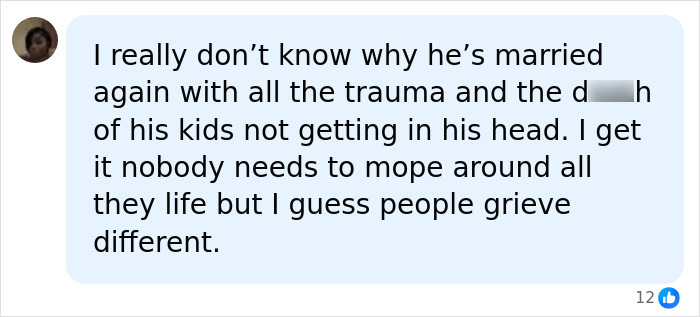A comment about Patrick Clancy, questioning his remarriage due to the trauma and children's situation.