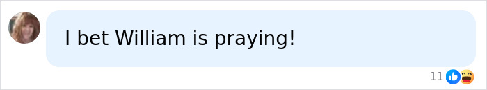 Comment about Prince Harry and Meghan Markle with a prayer mention for William