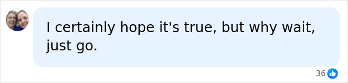 Comment expressing hope for Harry and Meghan's quick return to US