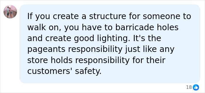 Comment about stage safety responsibility for Miss Universe Jamaica Gabrielle Henry fall Comment about stage safety responsibility for Miss Universe Jamaica Gabrielle Henry fall