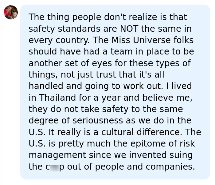 Comment on safety standards in Miss Universe Jamaica and cultural differences Comment on safety standards in Miss Universe Jamaica and cultural differences