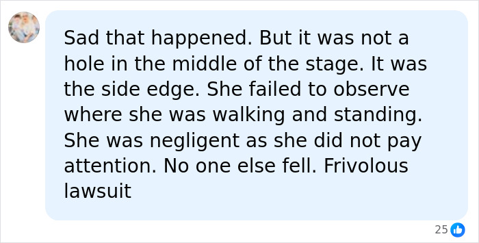Comment blaming Miss Universe Jamaica's fall on her negligence and calling lawsuit frivolous Comment blaming Miss Universe Jamaica's fall on her negligence and calling lawsuit frivolous