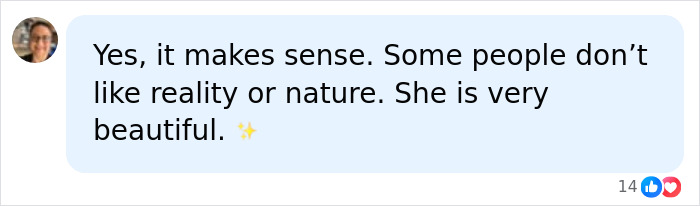 A positive comment about reality and beauty related to Billie Eilish Instagram followers.