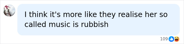 A critical social media comment discussing Billie Eilish and her music in relation to her drawing.