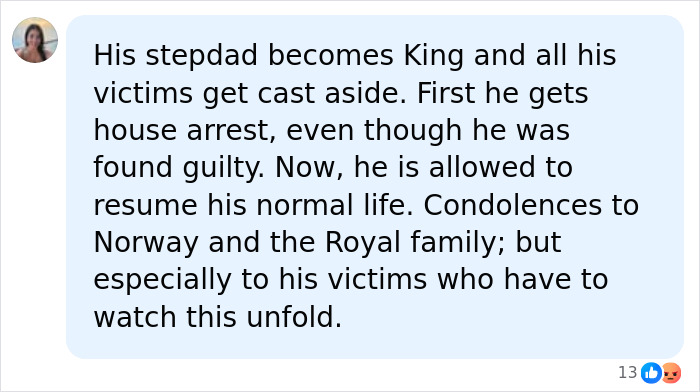 A comment on the son of Norway's Crown, discussing his legal situation and his royal funeral attendance.