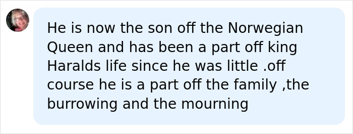 Another social media comment about the son of Norway's Crown and his role in the royal funeral.