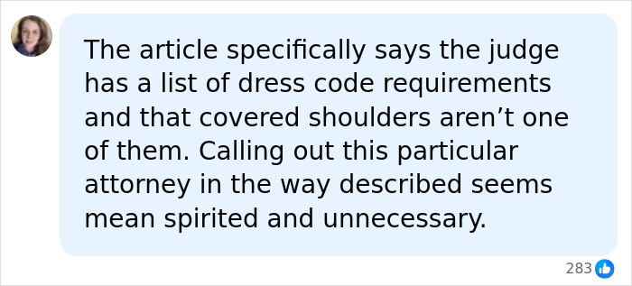 Comment highlighting that a judge calling out a lawyer was mean-spirited and unnecessary.
