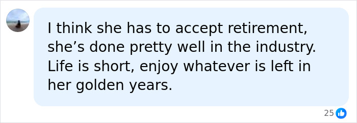 A social media comment suggesting Madonna's retirement after her VMAs performance. A social media comment suggesting Madonna's retirement after her VMAs performance.