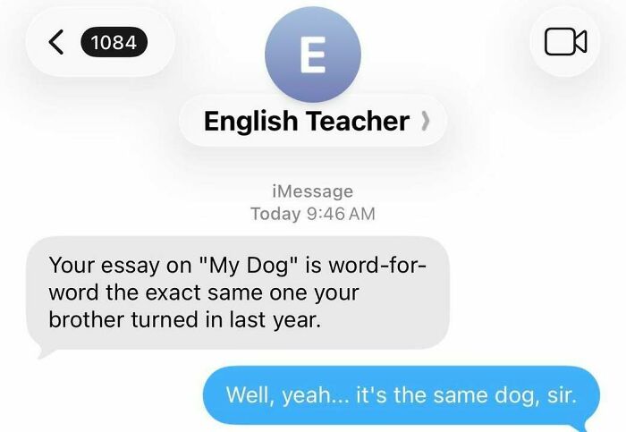 A funny text message conversation with an English teacher about edgy and hilarious memes