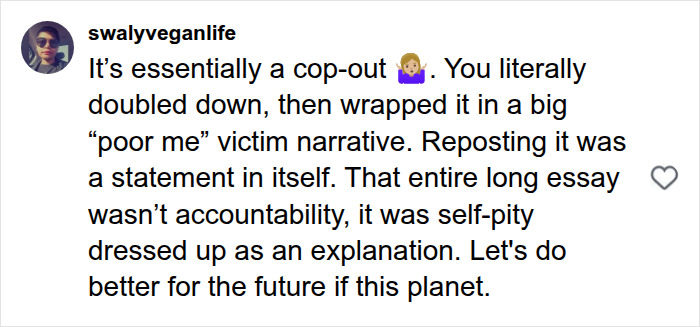 A social media comment criticizing Pink after losing fan support over controversial posts. A social media comment criticizing Pink after losing fan support over controversial posts.