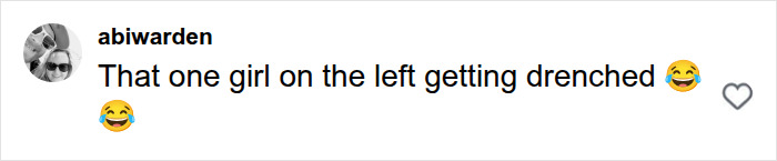 User comment laughing about someone getting drenched during the pregnant star bizarre runway appearance