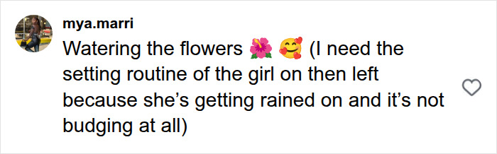 Social media user commenting on the gushing liquid during the bizarre runway appearance.
