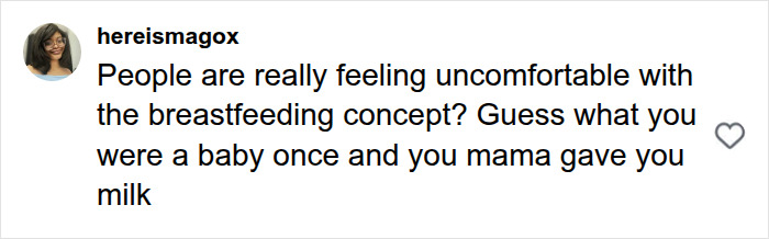 A social media comment defending the concept of breastfeeding and milk