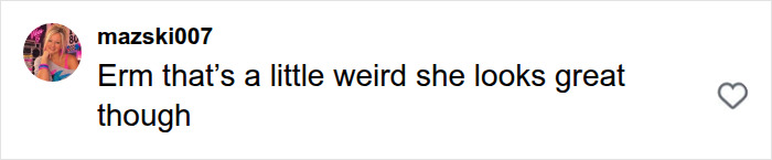 User comment on the runway appearance of a pregnant star calling it a little weird
