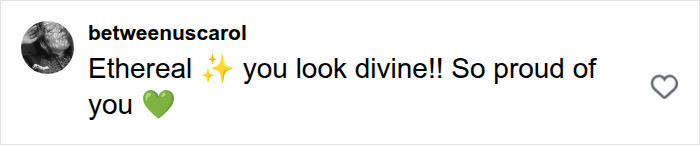 Ethereal and divine compliment comment from Instagram for the pregnant star runway show.