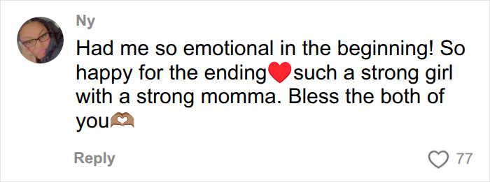An emotional social media comment wishing blessings to a pregnant woman and her strong daughter. An emotional social media comment wishing blessings to a pregnant woman and her strong daughter.